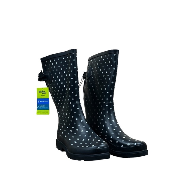 Western Chief Simple Dot Black Rain Boot Size 8 - Picture 1 of 7